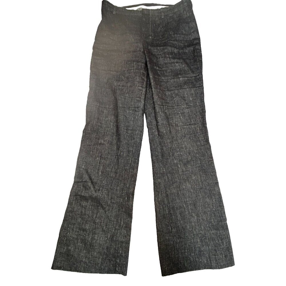 'S MaxMara Womens Size 2 Mid-Rise Linen Blend Bootcut Pants Gray Stretch Casual